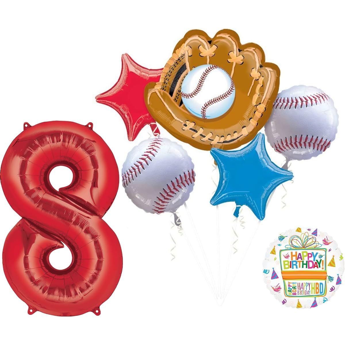 Mayflower Products Baseball 8th Birthday Party Supplies Balloon Bouquet Decorations