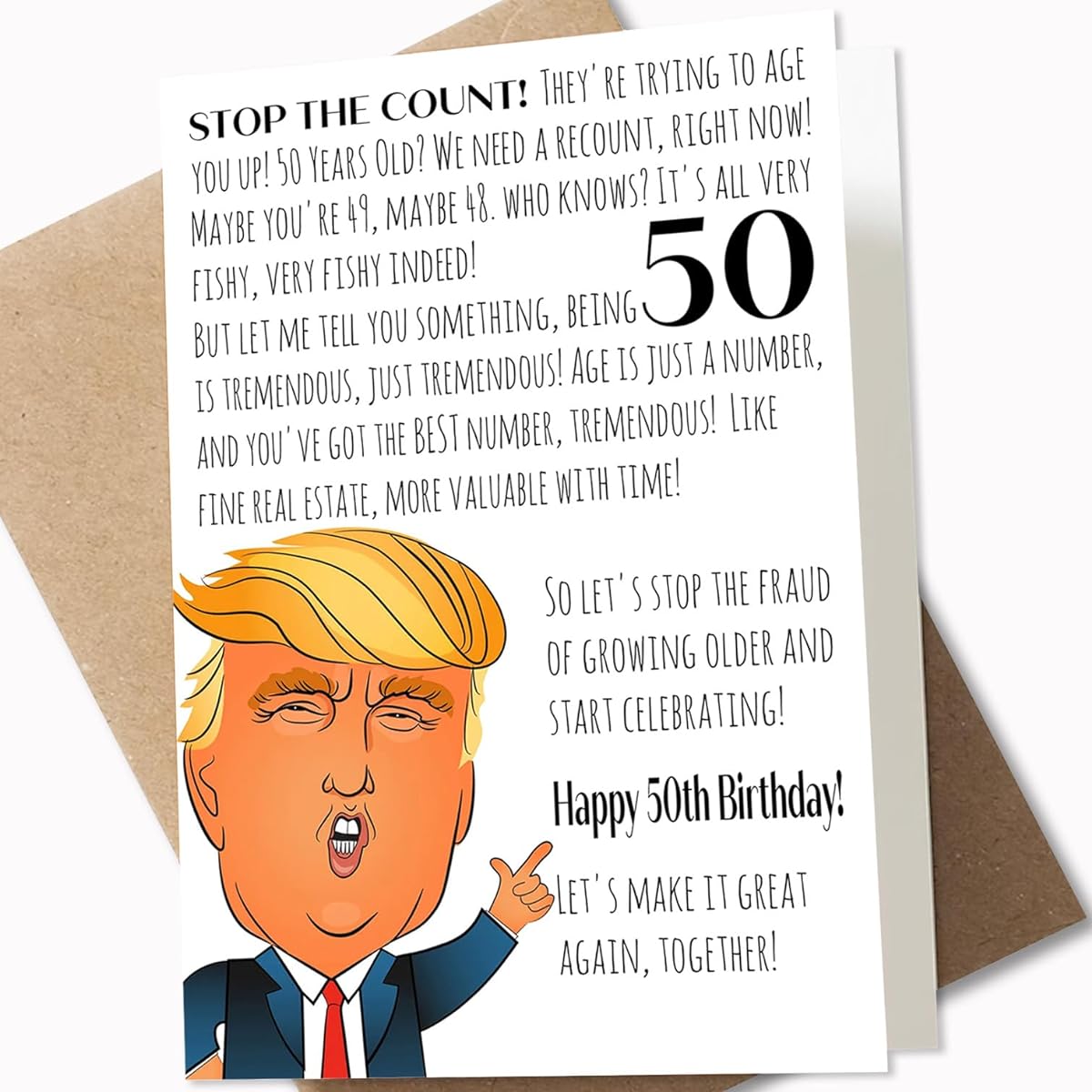 GIFTSFARM Funny 50th Birthday Card 50th Birthday Card for Women and Men Birthday Card Decoration Gift for Him or Her Turning 50 (5 x 7 Inch Birthday Card with Kraft Envelope)