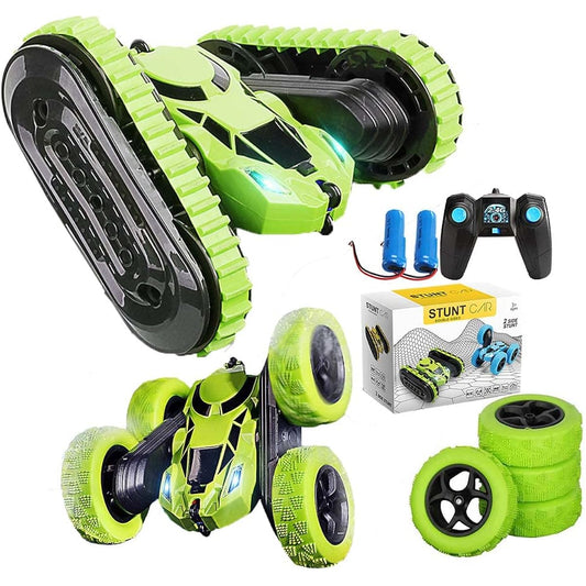 Uninke 2.4GHz RC Stunt Car Truck Wheels Car Wheels 2 in 1 RC Car Toys for Ages 3+ Boys Girls Birthday Christmas Gift 4WD 360° Flip Rotate Off-Road RC Car Green