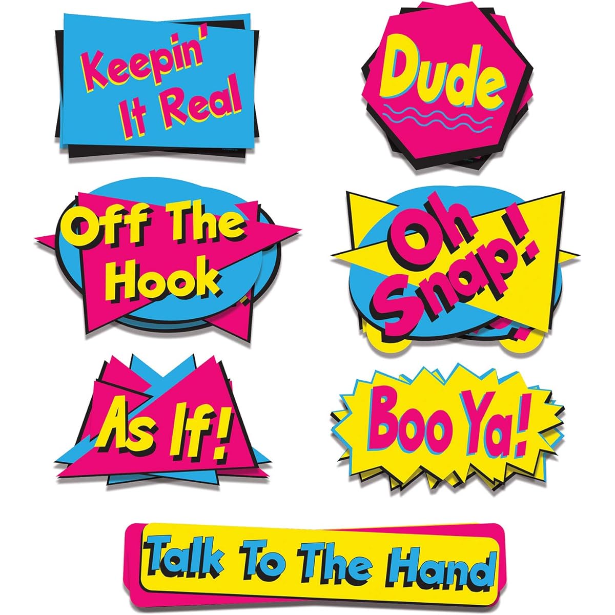 Multicolor 90's Phrase Cutouts - 7 pcs.