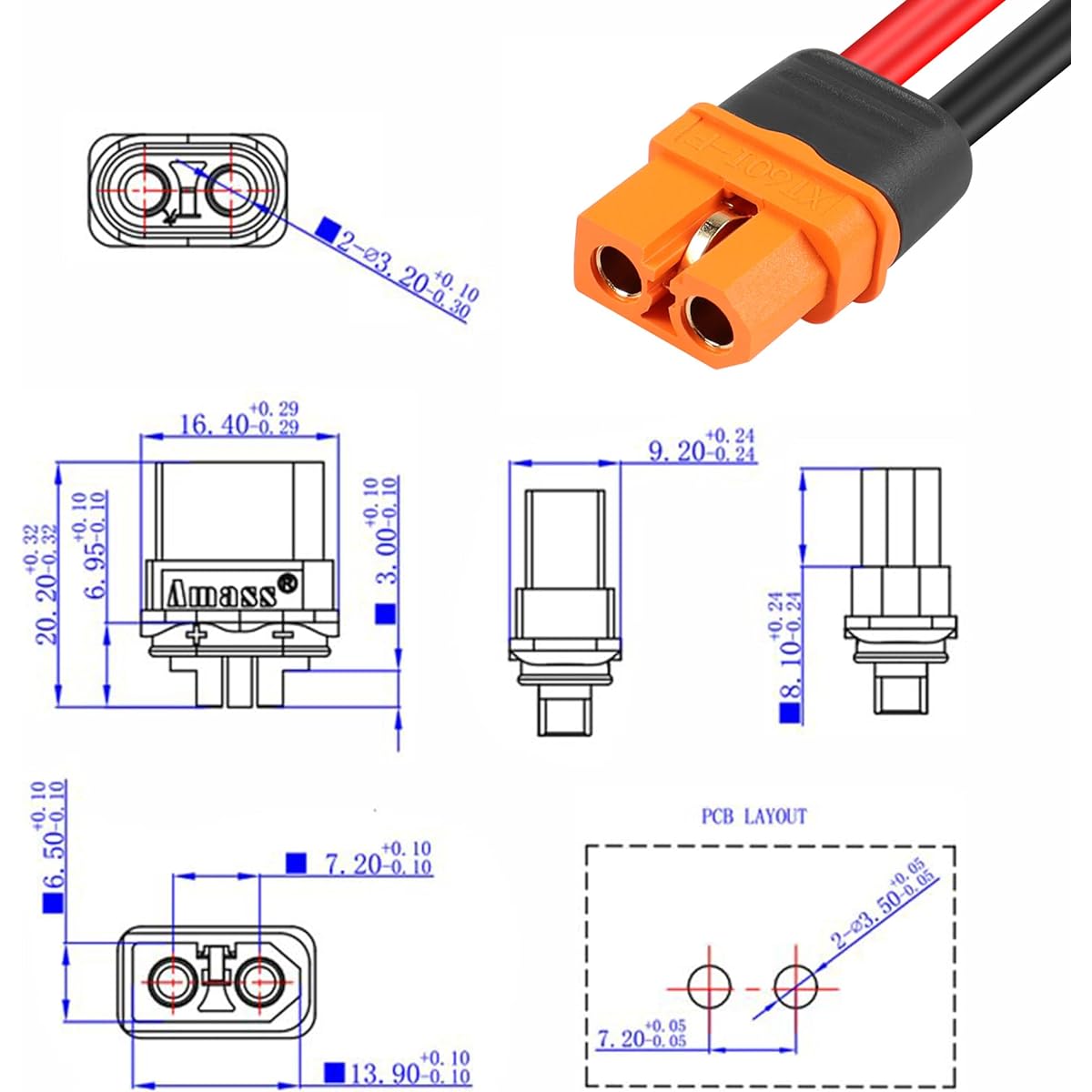 GELRHONR XT60i - O-Ring Terminal Cable 3.2ft 12AWG XT60i-F Female to O-Ring Eyelet Terminal Plug Connector Extension Cable for RC Lipo Battery FPV Racing Drone