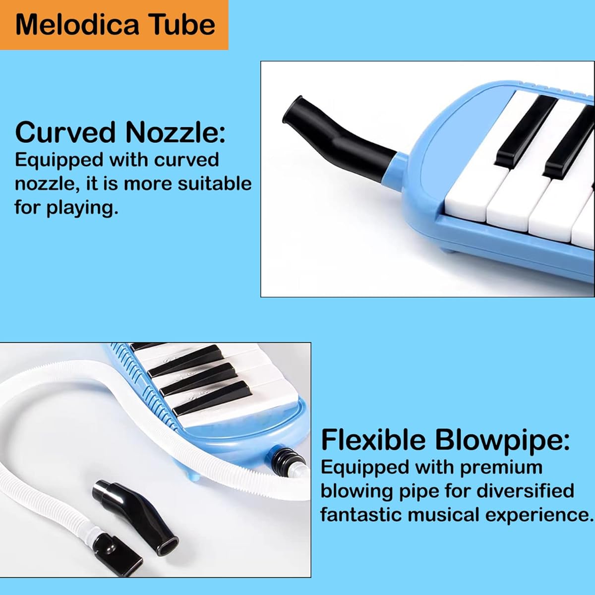 Melodica Tube 53cm Length 16mm Plastic Flexible Melodica Pianica Tube Mouthpiece for Musical Instrument Organ Harmonica