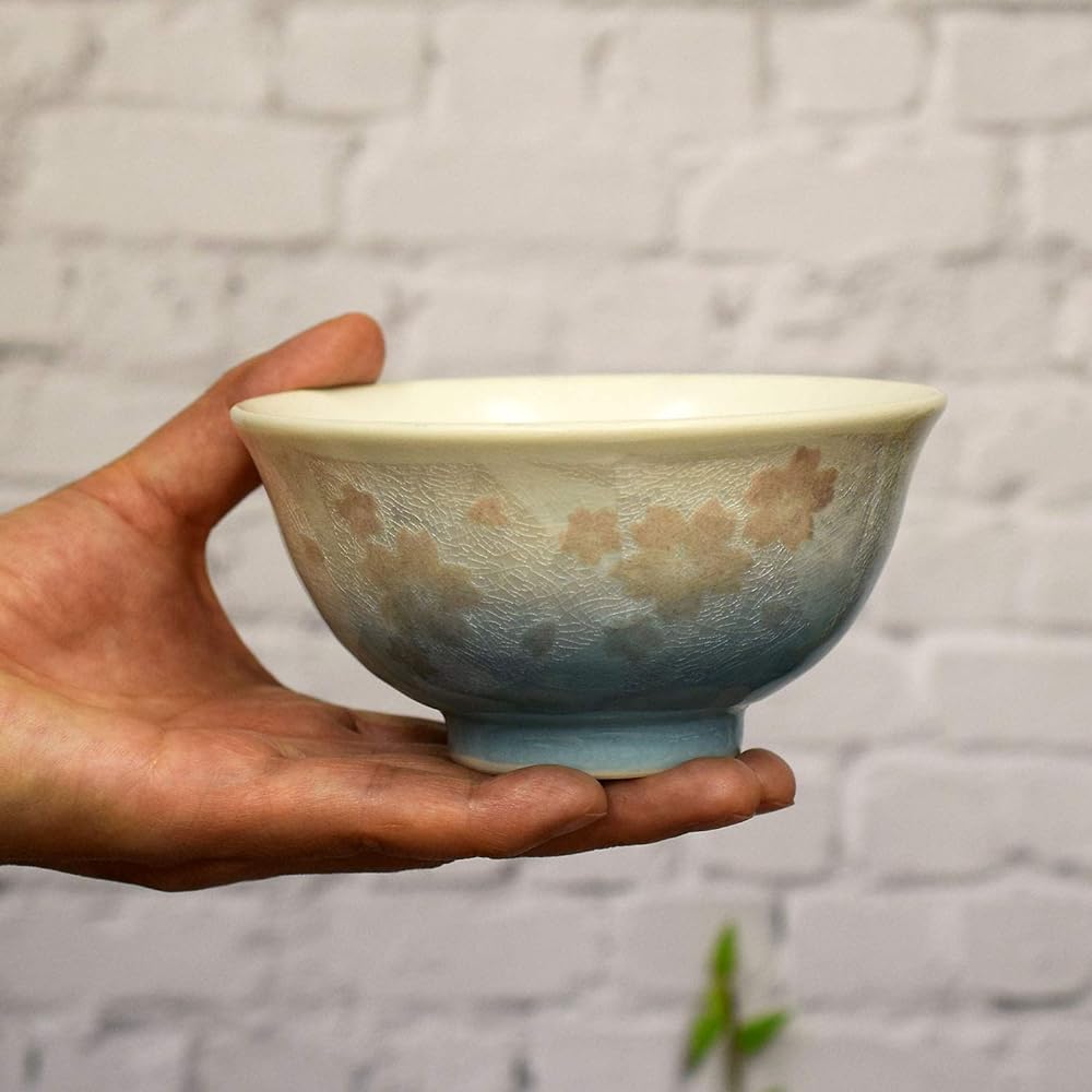 Couple's Tea Bowl, Stylish Tableware, Kutani Ware, Pair, Rice Bowl, Ginsai Sakura, Ceramic Tea Bowl, Brand, Japanese Tableware, Made in Japan