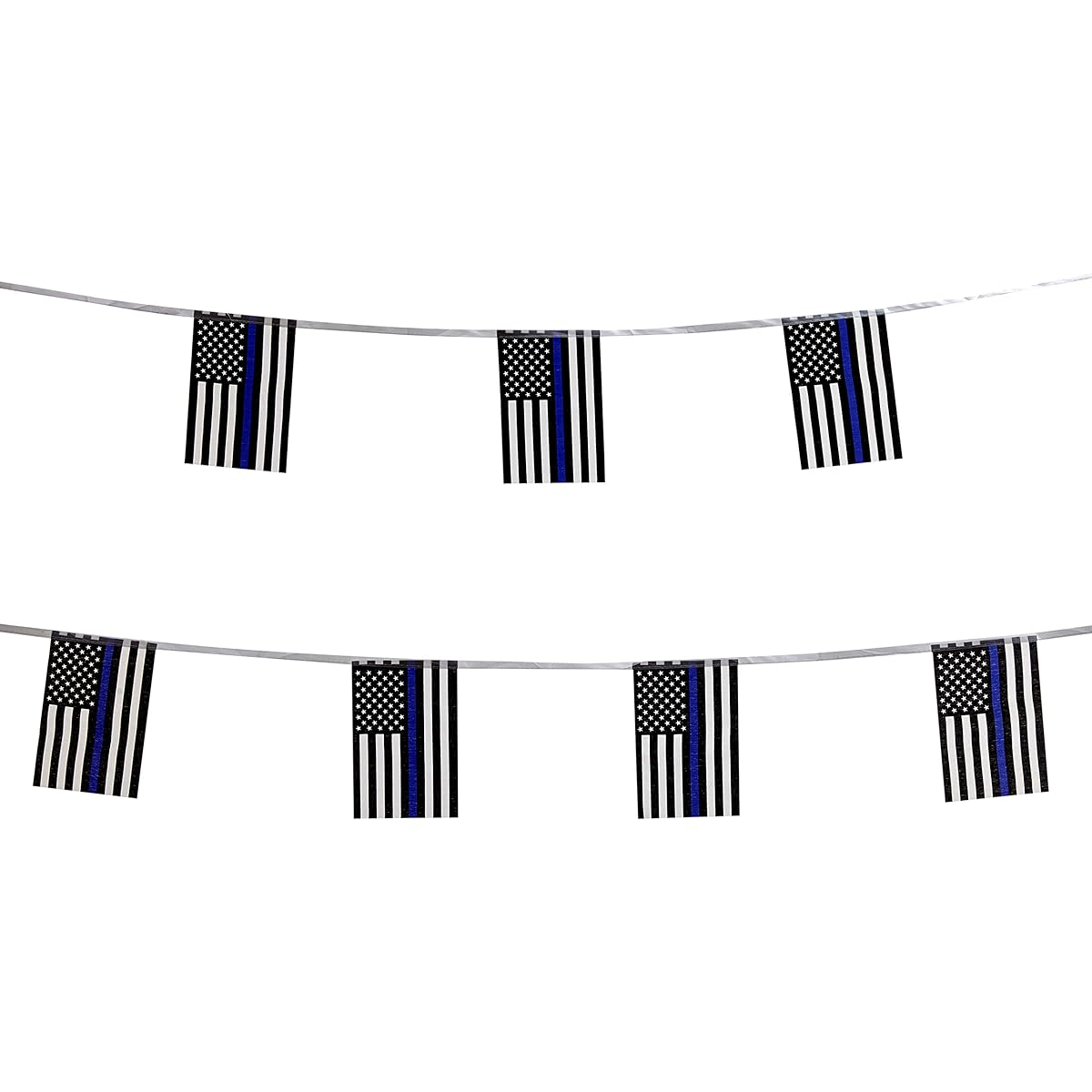 TSMD 100ft Thin Blue Line USA American Police Flag, Small Honor Police Officers American Flag Polyester Flag Banner Police Theme Party Event Decoration