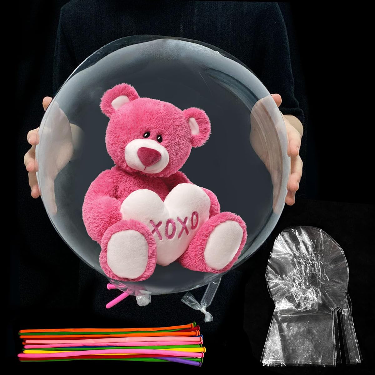 Kaemi Clear Bobo Balloons Filler 15pcs Large Bubble Balloons Globo Bulbuja Clear Parallelar Large Clear Balloons Wide Mouth for Baby Shower/Wedding/Birthday Party Decorations