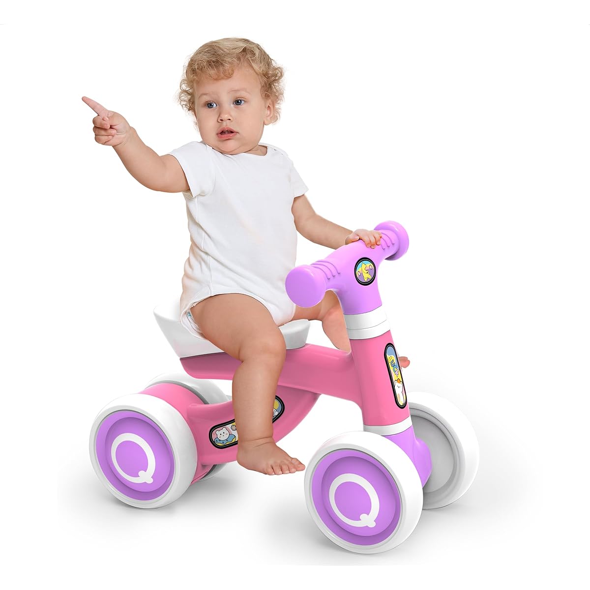 BELLOCHIDDO Baby Balance Bike for Ages 1+ - Toddler Balance Bike with 4 EVA Silent Wheels, Baby Toys for 12-24 Months, Toys for Kids Ages 1+, First Birthday Gifts for Boys and Girls