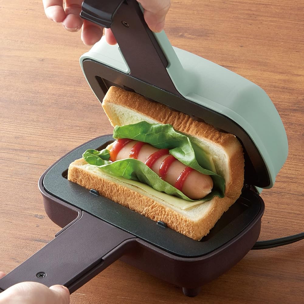 [Toffy] Half hot sandwich maker K-HS3 (Pale Aqua) Baked in one piece, single-serve size, baked to the brim, easy, retro, cute, breakfast, holiday, morning, living alone K-HS3-PA
