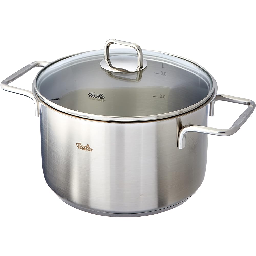 Fissler Double Handed Pot 24cm Hamburg Stew Pot Gas Fire/IH Compatible Made in Germany [Authorized Japanese Product] 081-110-24-000 Silver