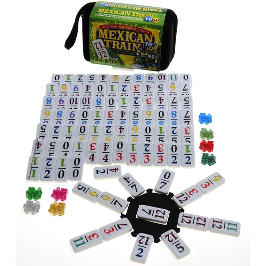 Mexican Train Double 12 Dominoes _ Travel Size _with Colored Numbers by Deluxe Games and Puzzles