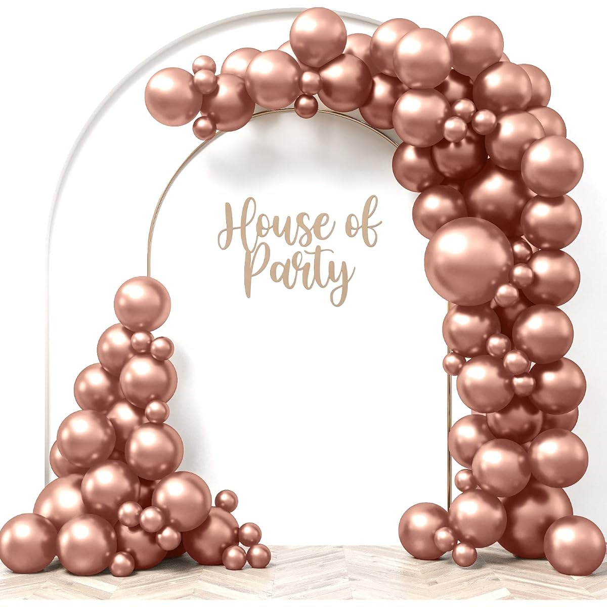 HOUSE OF PARTY Rose Gold Balloon Arch Garland Kit - 92pcs Rose Gold Balloons in Different Sizes 18", 12", 5" - Perfect for Rose Gold Graduation Party Decorations, Birthday, Wedding, Baby Shower.