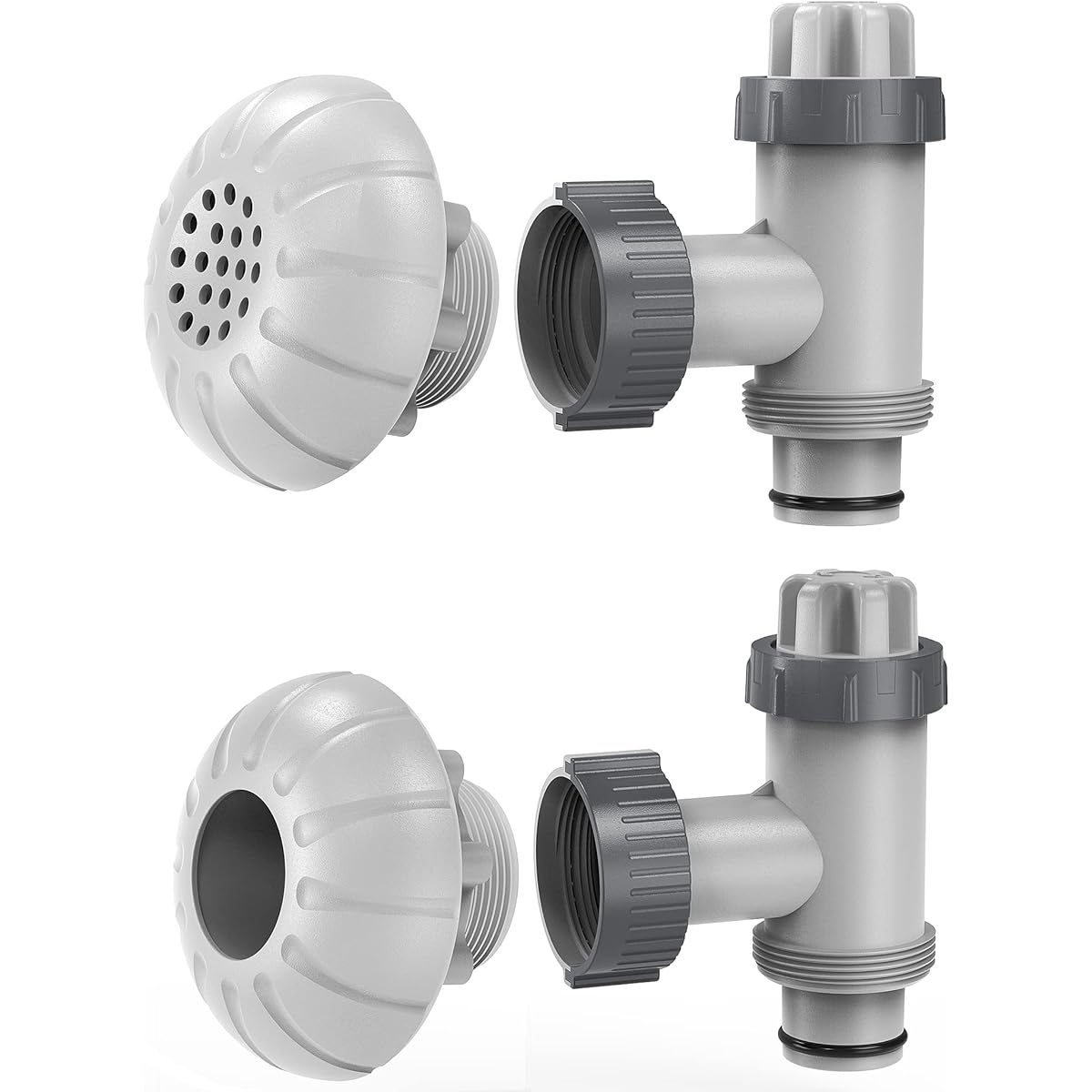SUMMERBUDDY Above Ground Swimming Pool Parts Kit Inlet & Outlet Replacement Parts for Intex/Bestway/Coleman with On/Off Plunger Valve, 1.5" Outlet Strainer, 1.5" Inlet Nozzle