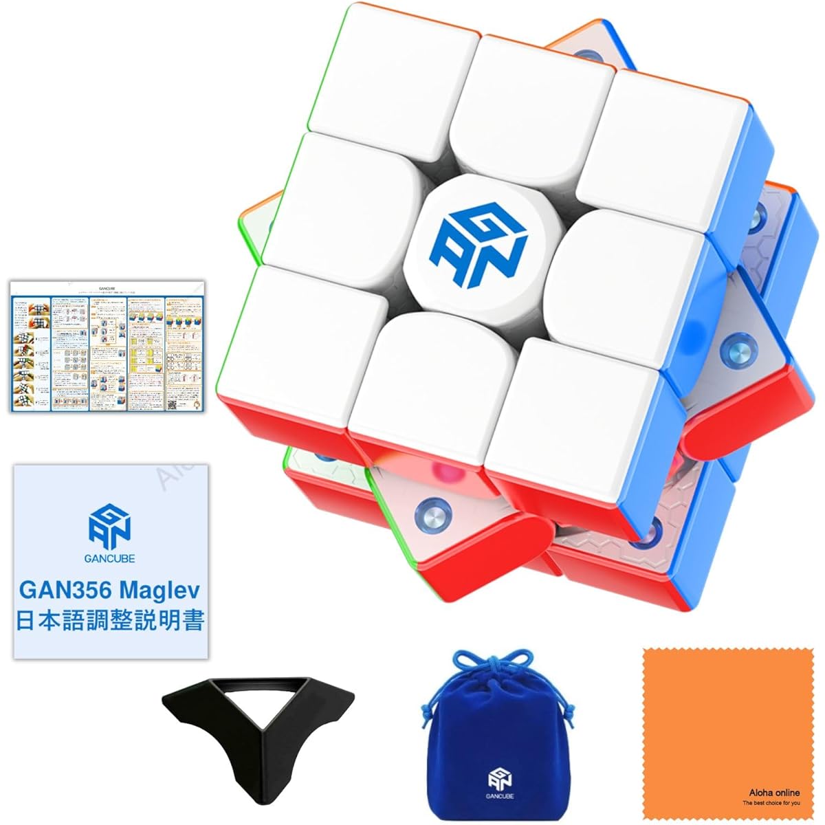GAN 356 Maglev UV 3x3 Cube [Japanese adjustment manual & Japanese version 6-sided solution procedure manual & stand & cloth included] Maglev adjustable stickerless (GAN 356 Maglev UV)
