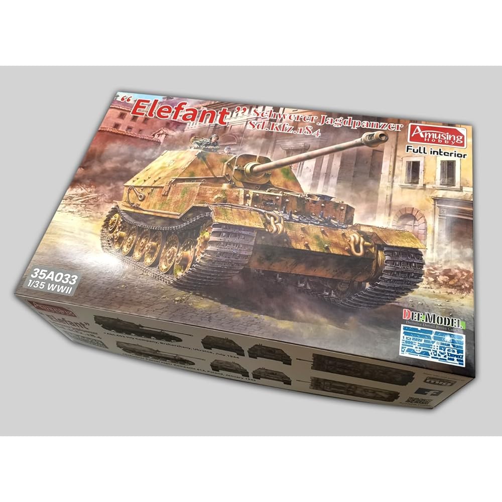 Amusing Hobby 1/35 German Heavy Tank Destroyer Elephant Full Interior Plastic Model AMH35A033