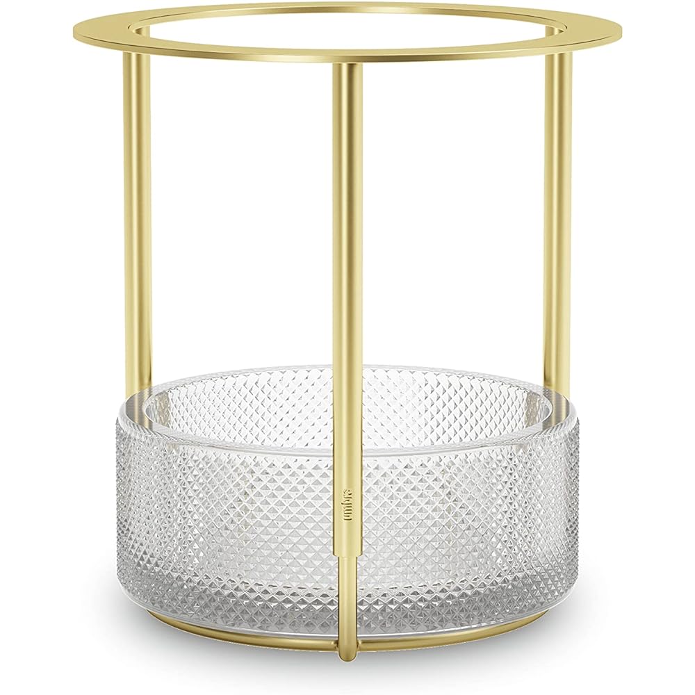 umbra Tesora Flower Base, Adjustable Vase, Flower Pot, Pot, Pen Holder, Vase, Extendable, Adjustable Plant, Base, Glass, Interior, Stylish, Gift, Present, Gold, Gold 21017036104 W15×D15×H16.5cm