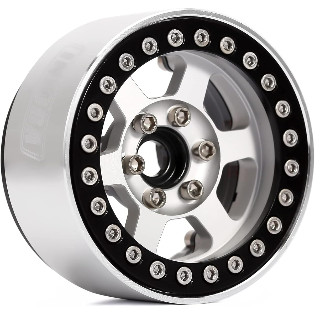 INJORA 1.9 Beadlock Wheels CNC Aluminum 6 Spoke Wheel Rim Hub for SCX10 Pro 1/10 RC Crawler Car Axial SCX10 I II III Redcat Gen7 Gen8 TRX4 VS4-10 Black & Silver