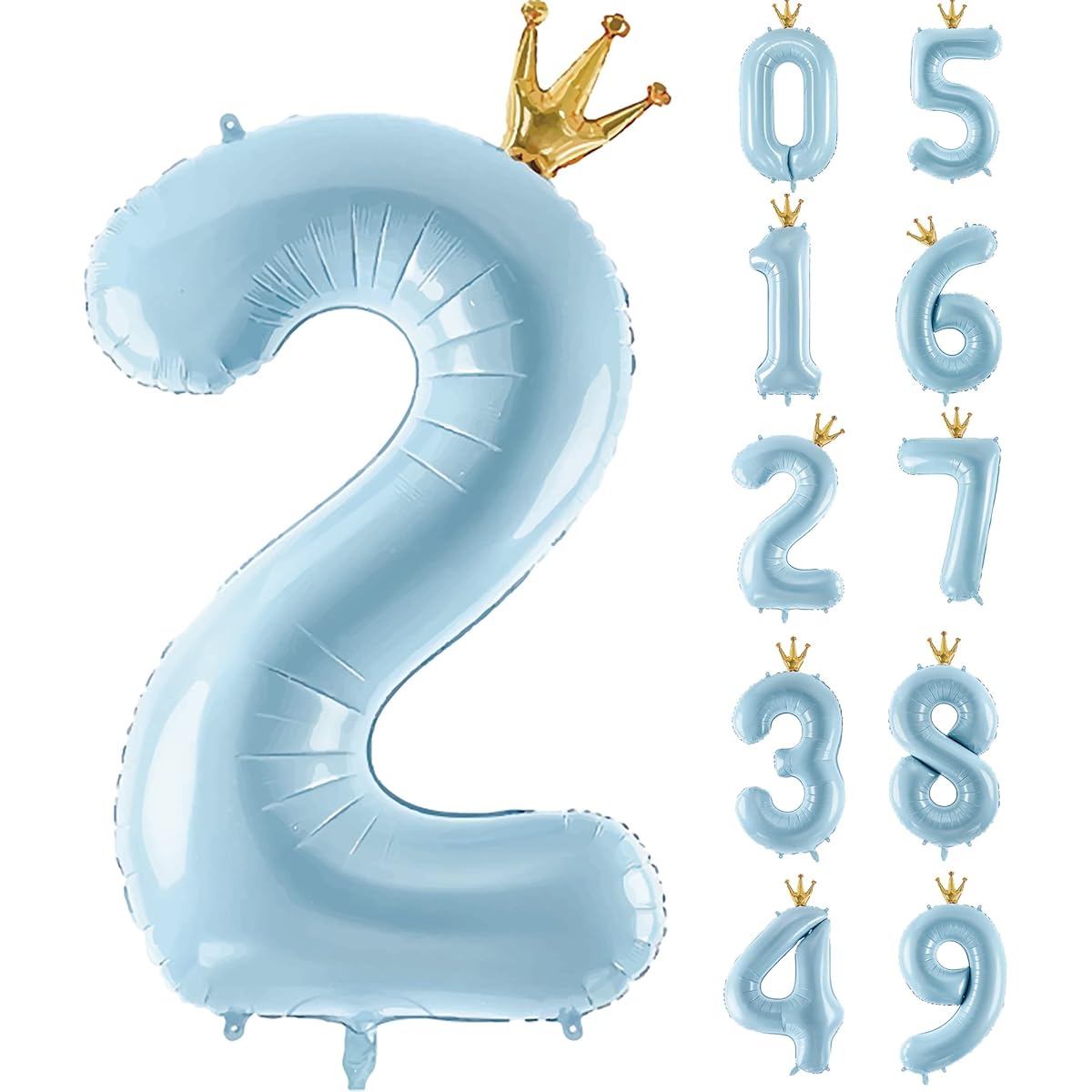 Gifloon Number 2 Balloon with Crown Large Number Balloon 40 Inch 2nd Birthday Party Decorations Supplies Pre 2 Sign Decorations Blue