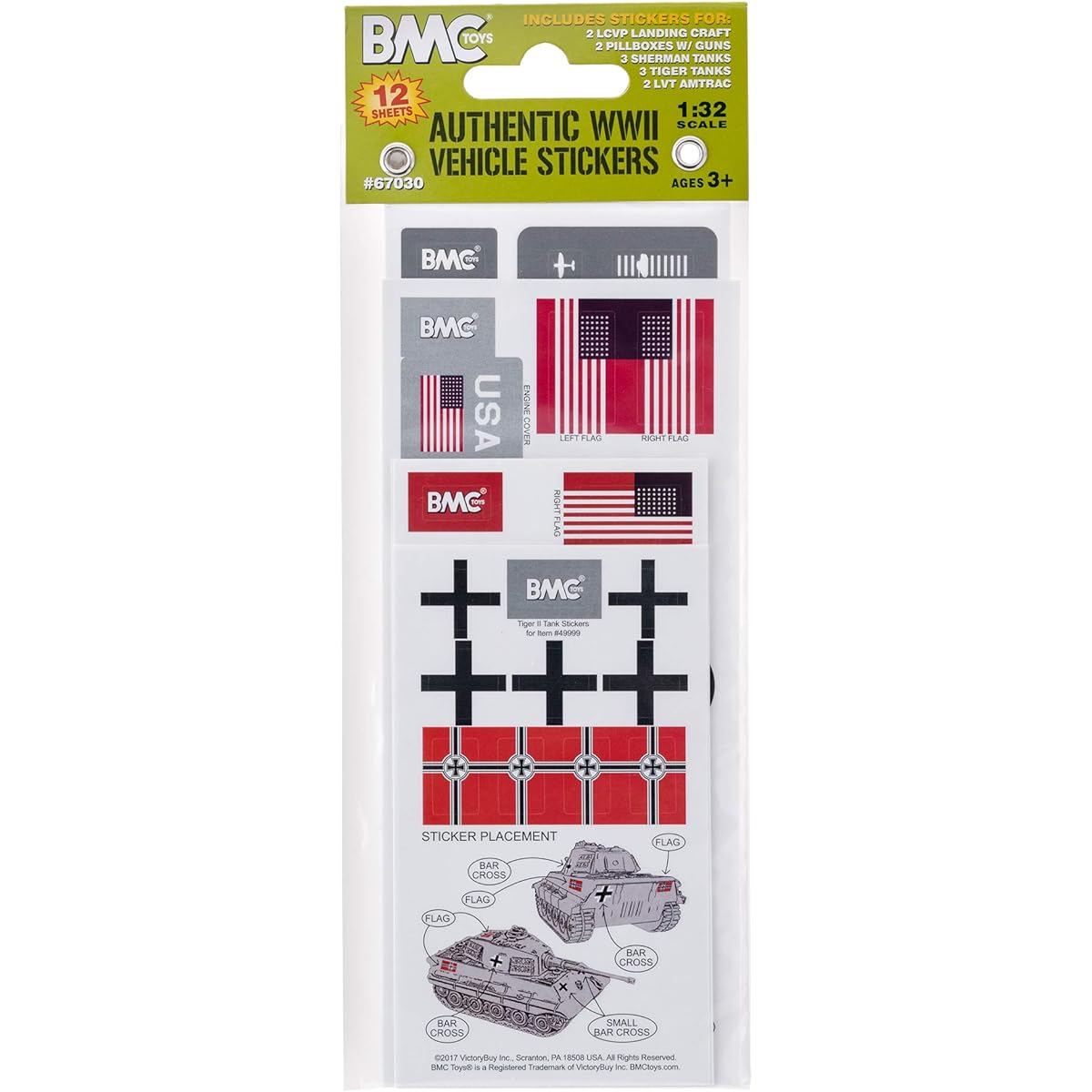 BMC WW2 D-Day Sticker Sheet - Fits 1:32 Tanks, Landing Crafts & Bunkers