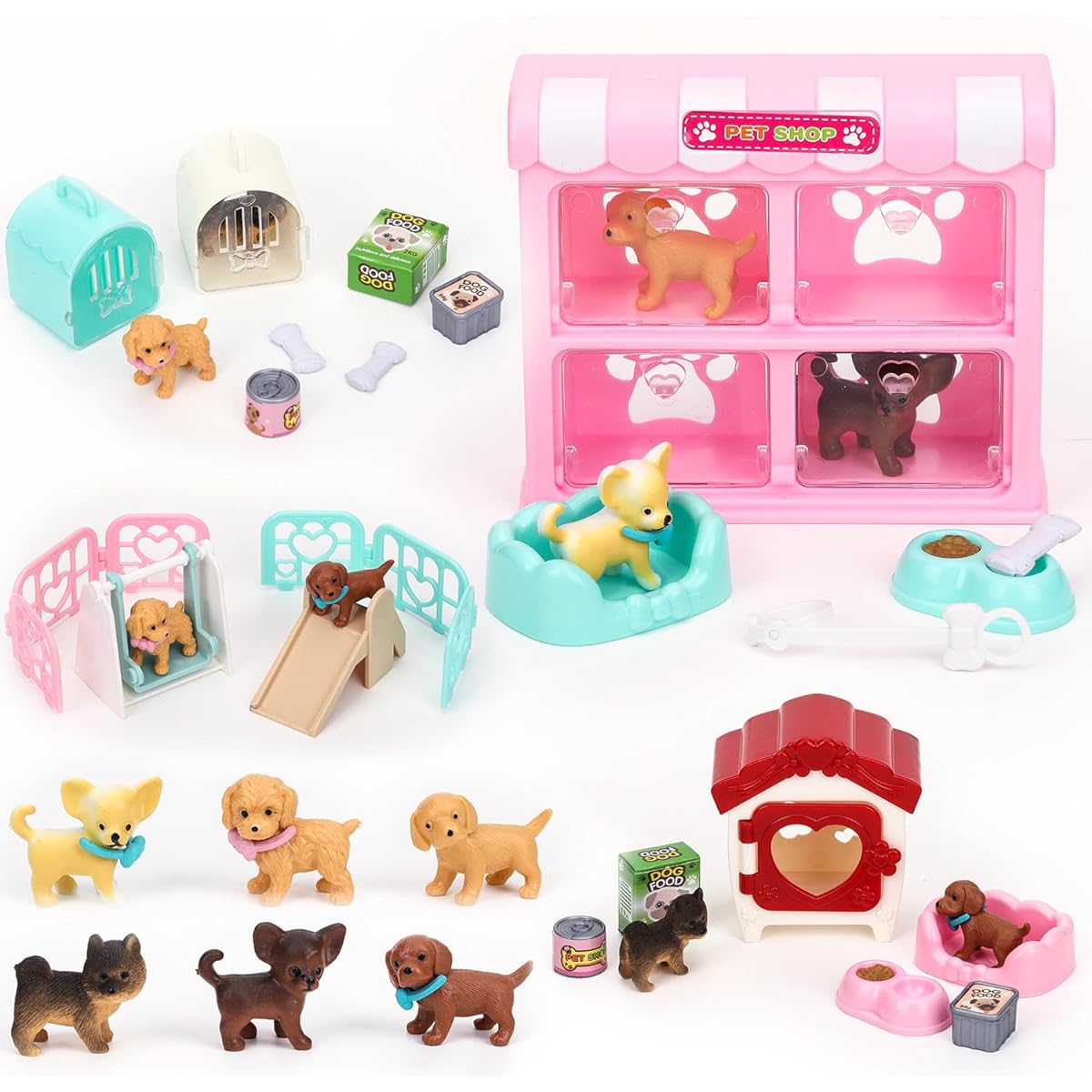 SweetAce 32 Piece Dog Toy Playset for Kids