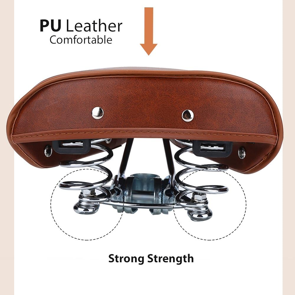 Alomejor Bicycle Saddle Seat, Soft, Shock Absorbing, Durable, PU Leather, Comfortable, Versatile, Stylish, Brown
