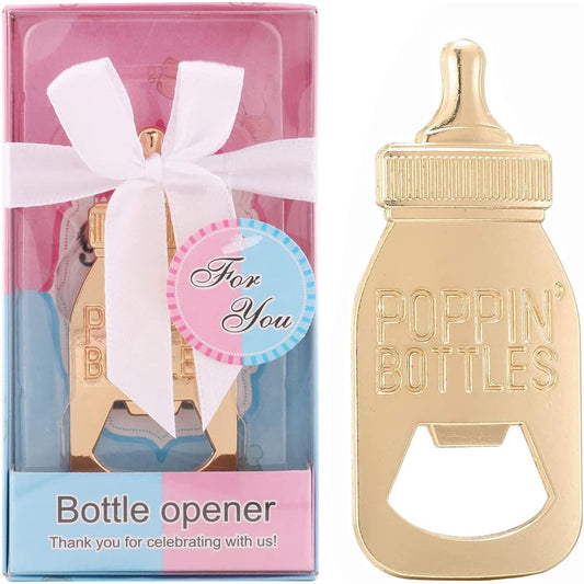16 Popin Bottles Baby Shower Favors Gold Bottle Opener Baby Birthday Return Gift Gender Reveal Party Decorations Baby Shower (Gender Reveal Popin Pins, 16)