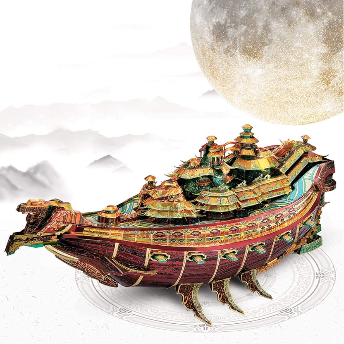 Piececool 3D Puzzle Mirage Battleship DIY Metallic Nano Puzzle No Connecting Agent Required 3D Puzzle Brain Training Puzzle Handmade Model Assembly Kit Folk Craft Decoration Birthday Christmas Present Best Gift