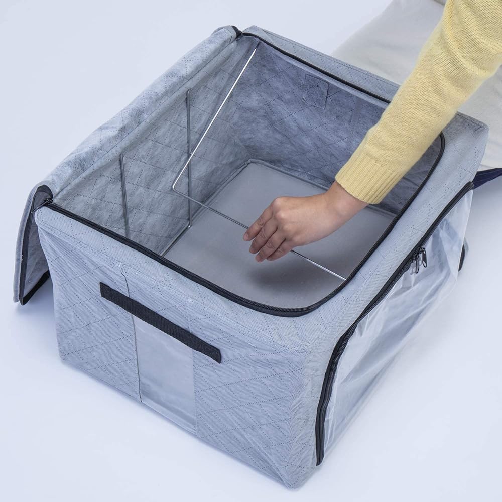 Astro Activated Carbon Deodorizing Wire Clothes Storage Case Large Set of 2 Deodorizing with the Power of Activated Carbon Stackable Double Door Breathable Non-woven Storage Box 620-57