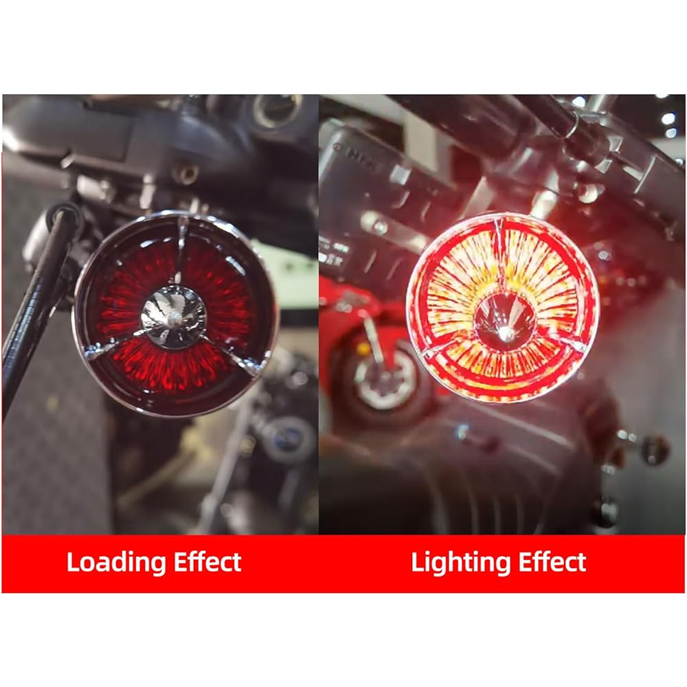 FATECIM 2X Bullet Turn Signal Light Turbine Replacement Red Lens Cover Softail Street Road Glide Fatboy Sportster Dyna Deluxe Bikes Snap On repl.OEM# 68973-00 Chrome Bezel