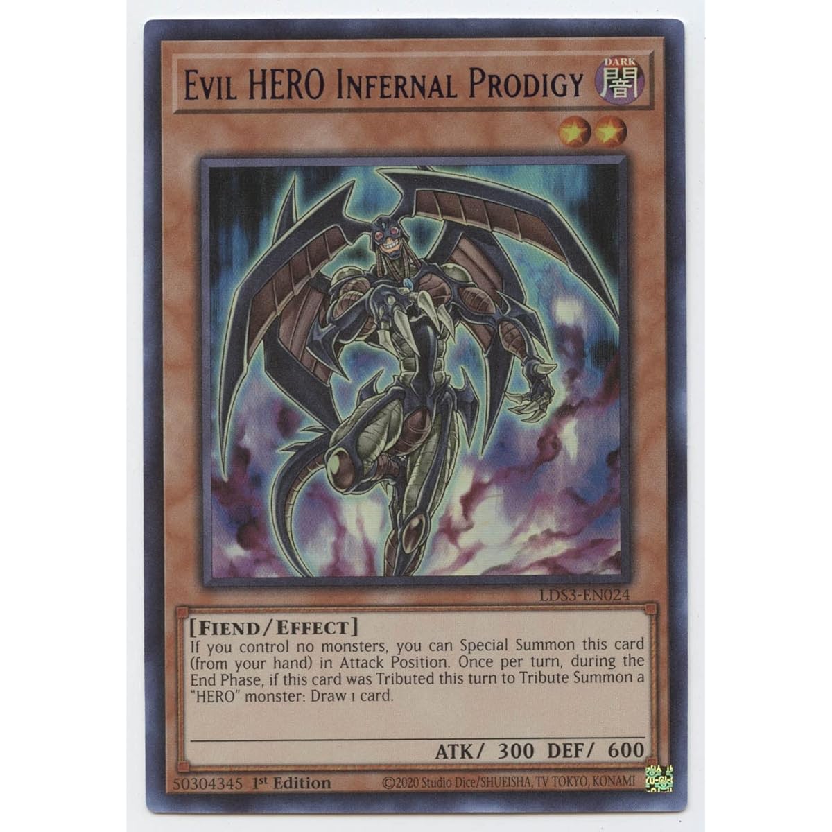 Evil Hero Infernal Prodigy (Blue) - LDS3-EN024 - Ultra Rare - 1st Edition.