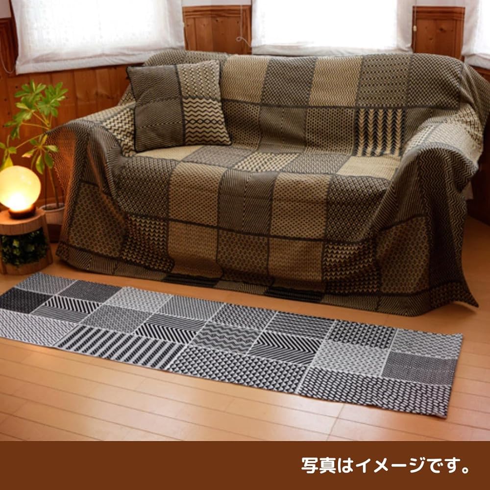 "African Motif Multi-Cross 150 x 225cm" *The arrangement of the patchwork is different for each item.Delivery is up to you. [Antique Style Bed Cover, Multi-Cover, Stylish, Single, Thick, Patchwork]