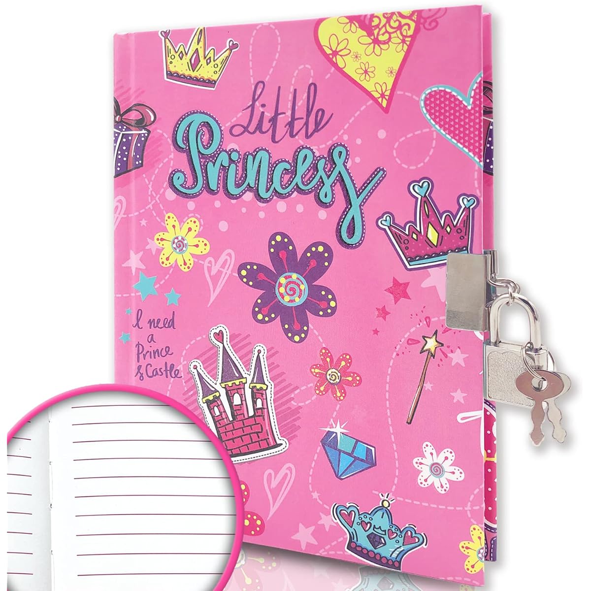 EverCreatives Kids Journal for Girls, 7 x 5.3 Size, 160 Pages, Girls Diary with Lock for Writing