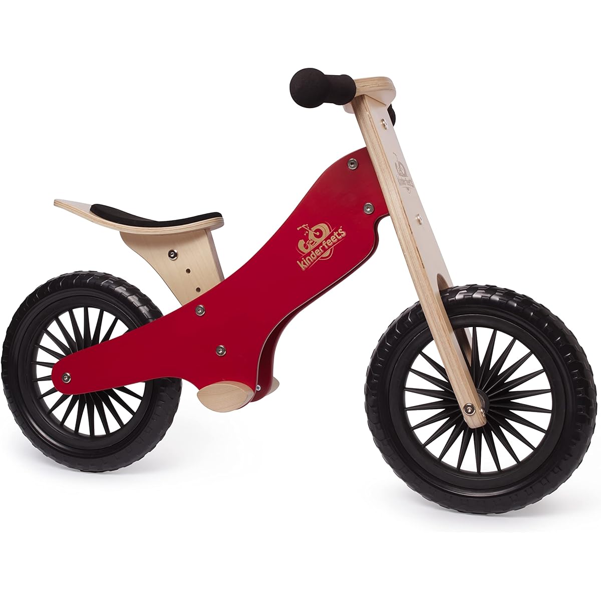 Kinderfeets Balance Bike - Wooden Balance Bike | Sustainable and Eco-Friendly | Adjustable Riding Balance Toy for Kids and Toddlers (Cherry Red)