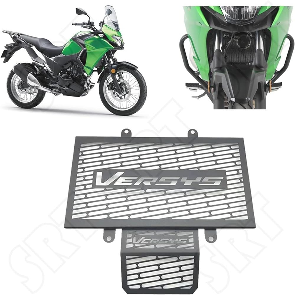 Applicable to SS-QPD For Kawasaki Versys For X300 For X250 For VERSYS For X-300 For X-250 2017-2021 Motorcycle Engine Radiator Grill Guard Oil Cooler Protector Cover Motorcycle Grill Guard (Color: Black)