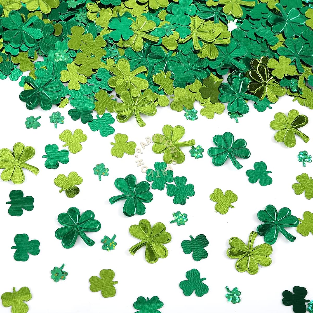 St. Patrick's Day Table Decoration Confetti | Shamrock Foil Glitter Confetti Lucky Irish Clover Party Confetti for St. Patrick's Party Birthday Baby Shower Decorations