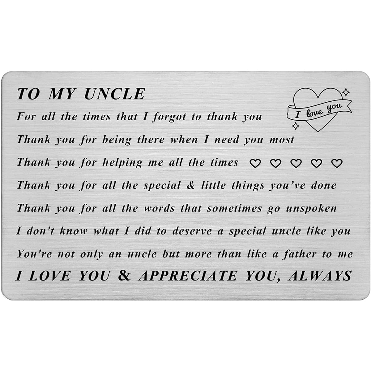 Jzxwan Uncle Gift for Men, Best Uncle Card, Personalized Birthday Christmas Father's Day Wedding Wallet Card for Niece Nephew to Uncle Thank You Present