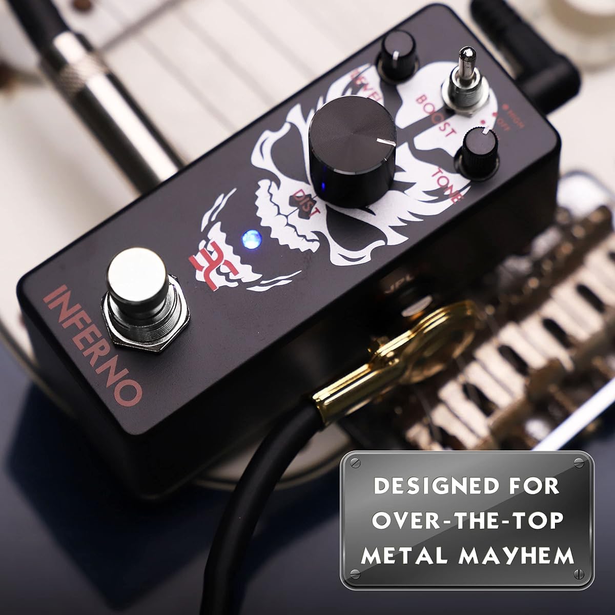 Metal Pedal Power Pack - EX-Inferno Metal Distortion Pedal + 9V 2A Guitar Pedal Power Adapter