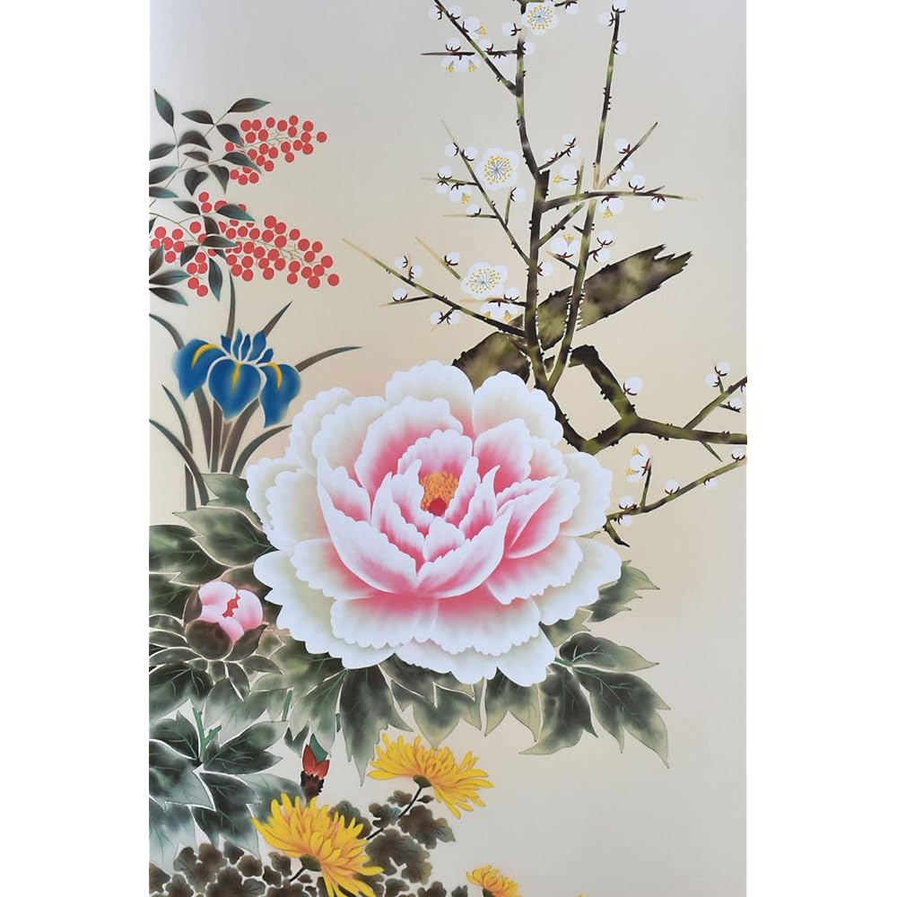 Sunny Town Gallery Hanging Scroll, Year-round, Four Seasons Flowers, Yamamura Kanpo, Shakugo, 54.5 x 190cm