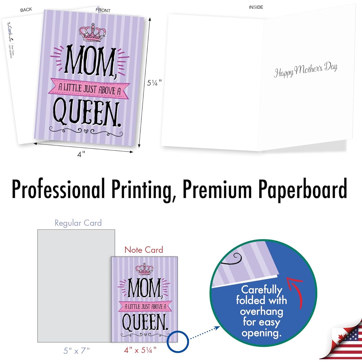 The Best Card Company Mother's Day Notes 36 Assorted Bulk Box Set 4 x 5.12 Inch with Envelopes (12 Designs, 3 of Each) Mama Notes AM3138MDG-B3x12