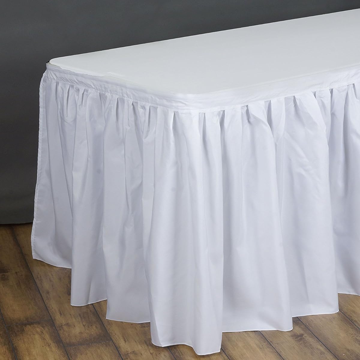 BalsaCircle 17' X 29'' Polyester Banquet Table Skirt SKT_POLY_WHT_17@001