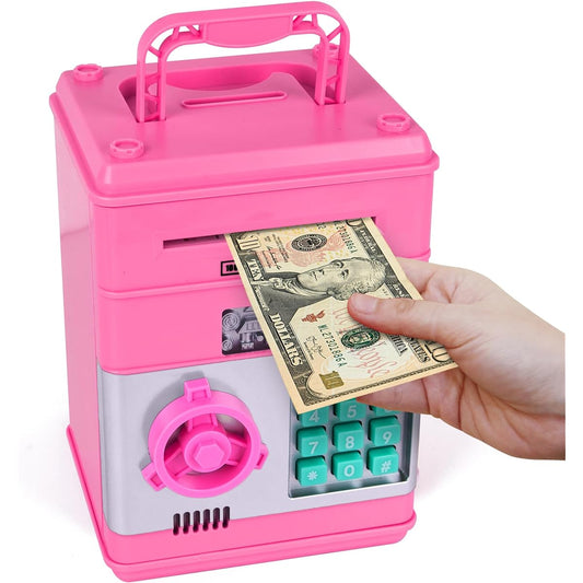 ArtCreativity ATM Piggy Bank for Kids - Safe Piggy Bank for Boys and Girls - ATM Style Bill Pull and Coin Slot on Top - Passcode Protected Motorized Piggy Bank - Cool Money Safe for Ages 3+