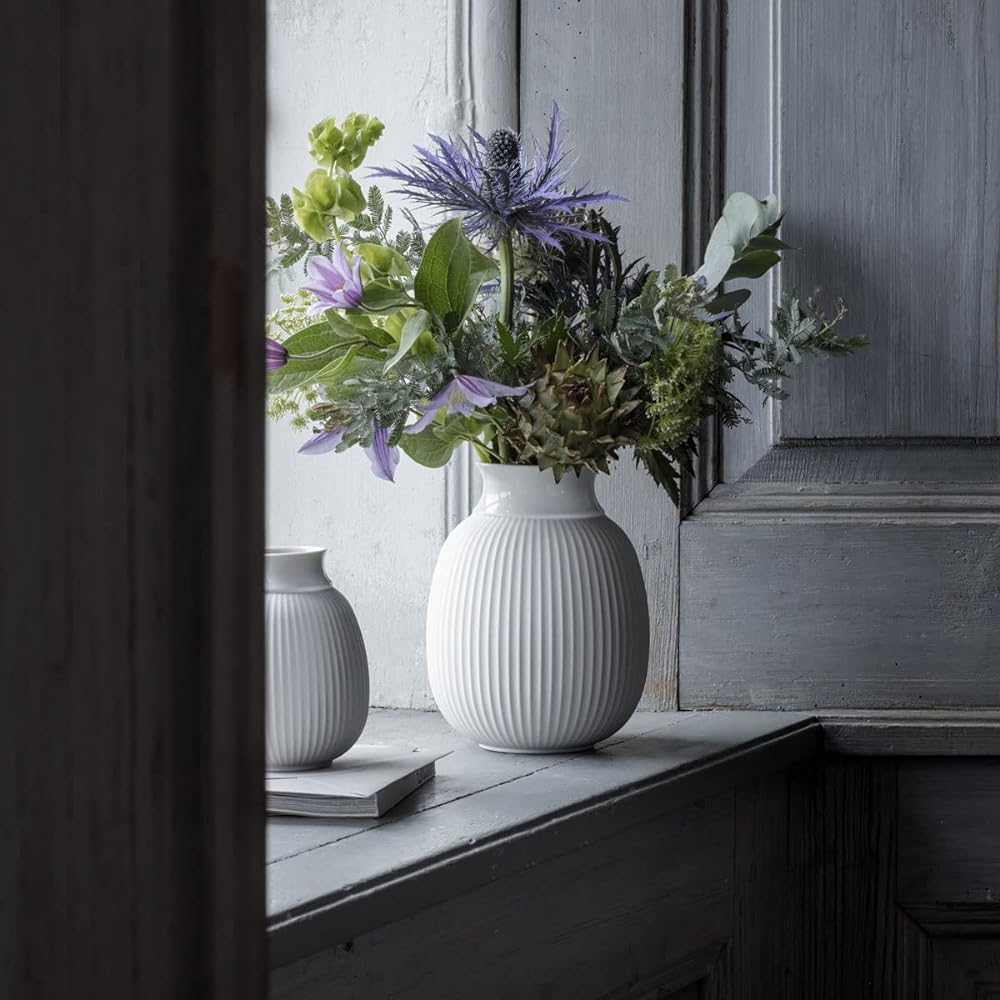 [Lyngby Porcelaen]Lyngby Curve Vase White & Matte White H12,5cm 20540 Curve Base Lyngby Porcelaen Vase