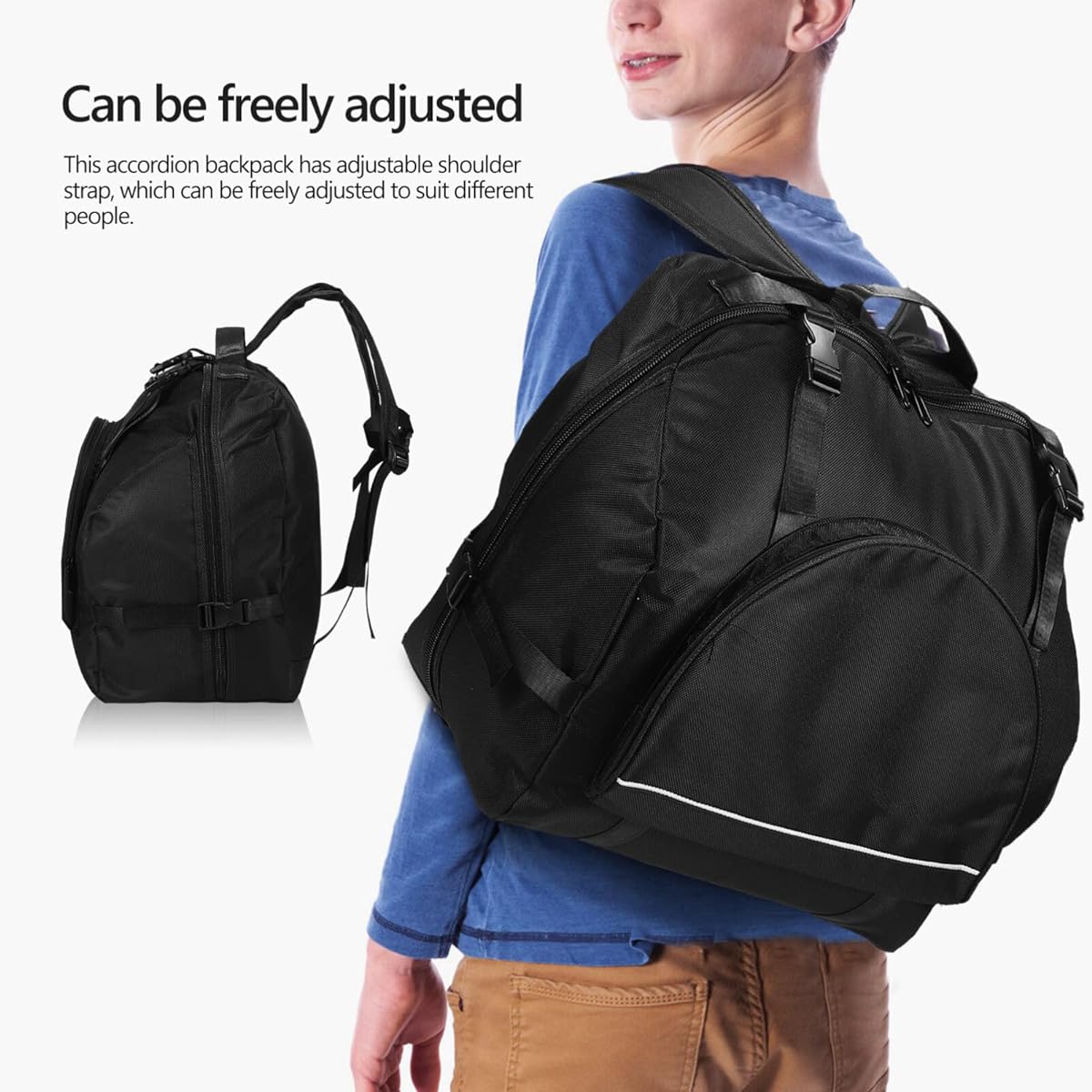 Vaguelly Accordion Bag Padded 48/60/72 Bass Piano Gig Bag Backpack with Shoulder Strap Accessory Bag Accordion Case Musical Instrument Carrying Bag Black