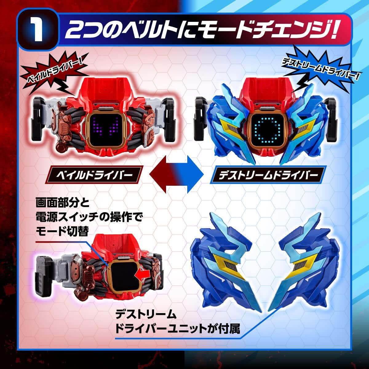 BANDAI Kamen Rider Revise Transformation Belt DX Bail Driver & Destream Driver Unit