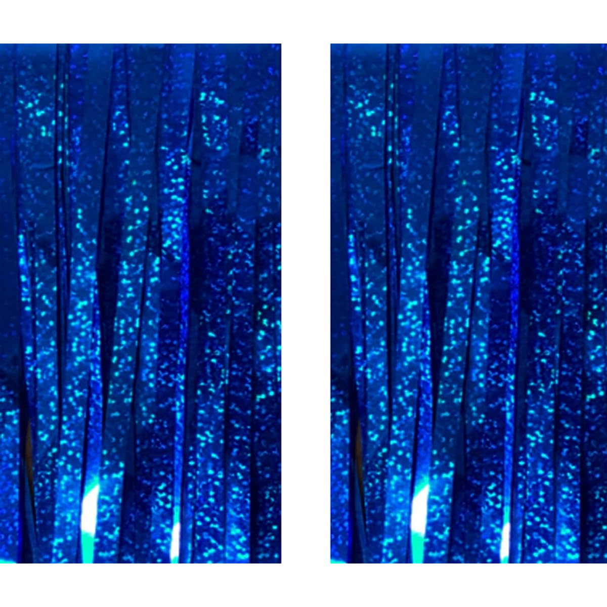 AILEXIBG 3.3ft x 8.5ft Metallic Tinsel Foil Fringe Curtains for Party Photography Backdrop Wedding Decorations (2 Pack, Laser Dark Blue)