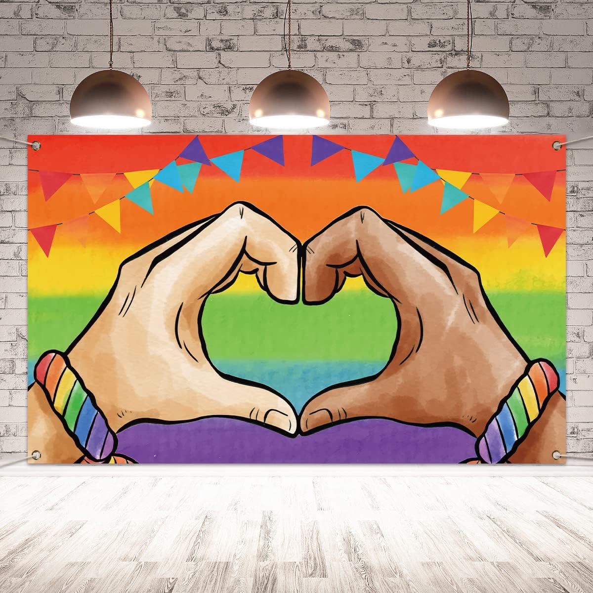 LGBTQ+ Gay Pride Backdrop Pride Flag Decor for Gay Lesbian Bisexual Transgender Pride Day Moon Parade Rainbow Party Decorations and Home Use