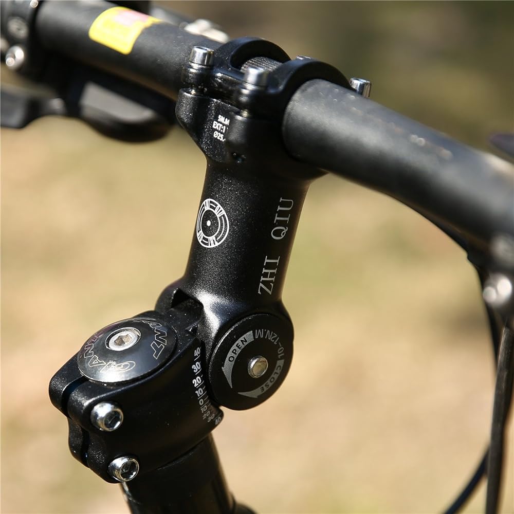 ZHIQIU Bicycle Stem Bicycle Handlebar Stem Clamp Diameter 28.6mm Compatible with Mountain Bikes, Road Bikes, Cross Bikes Black 0-80 Degree Adjustable Bicycle Stem, Column, Features: Adjustable Angle 0-80 Degrees, Length 90mm and 110mm, Mountain Suitable