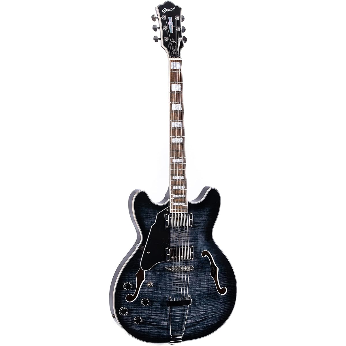 Grote Jazz Left-handed Electric Guitar Semi-Hollow Body (Black)