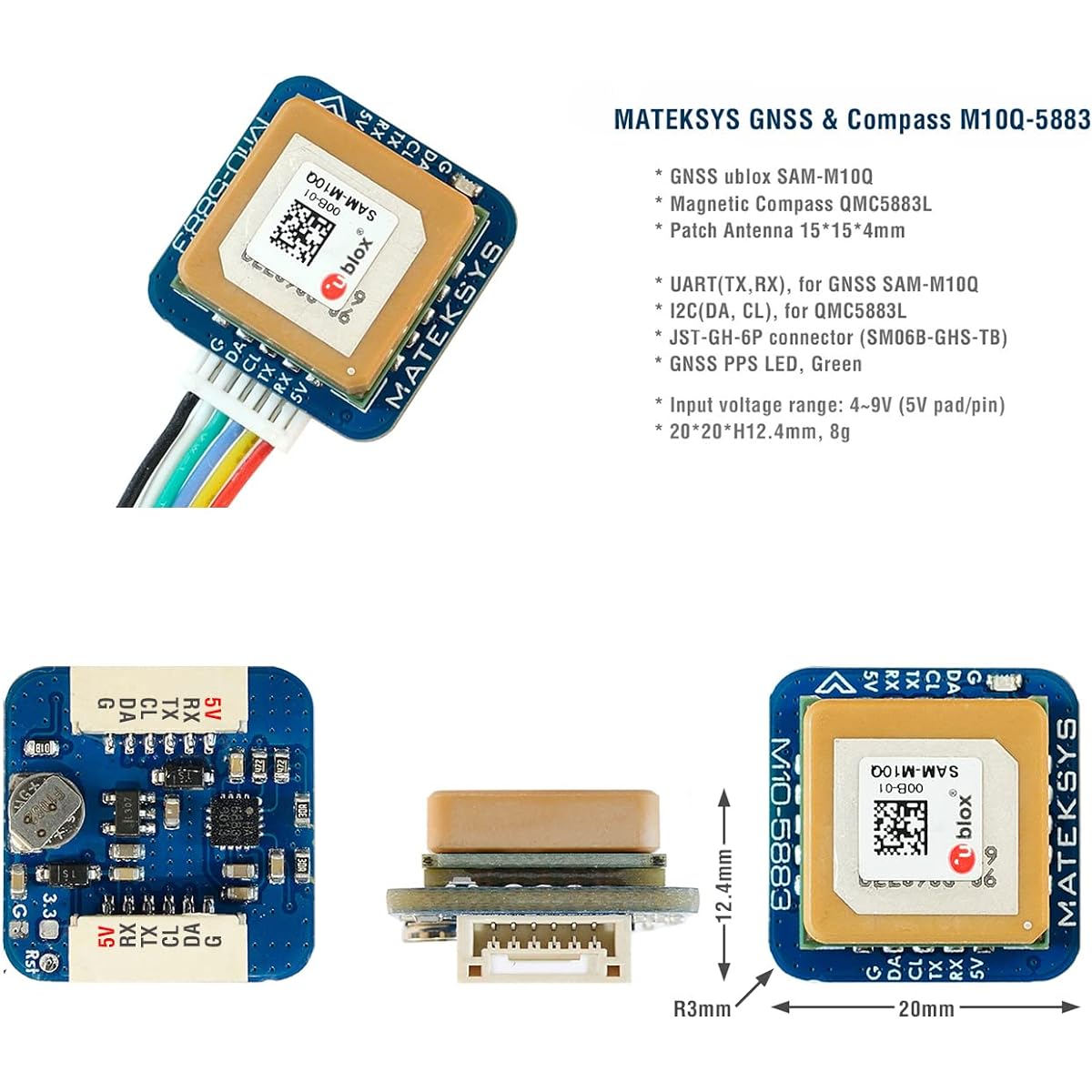 MATEK M10-5883 GNSS & Compass for Airplane Drone