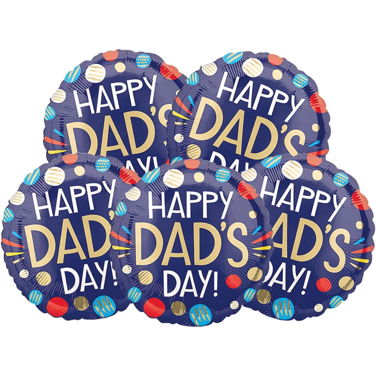 Happy Dad's Day 5 Piece Set! Polka Dot Round 45.72cm Party Balloons