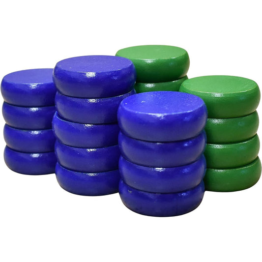 26 Small Crokinole Discs - Full Set (Blue & Green)