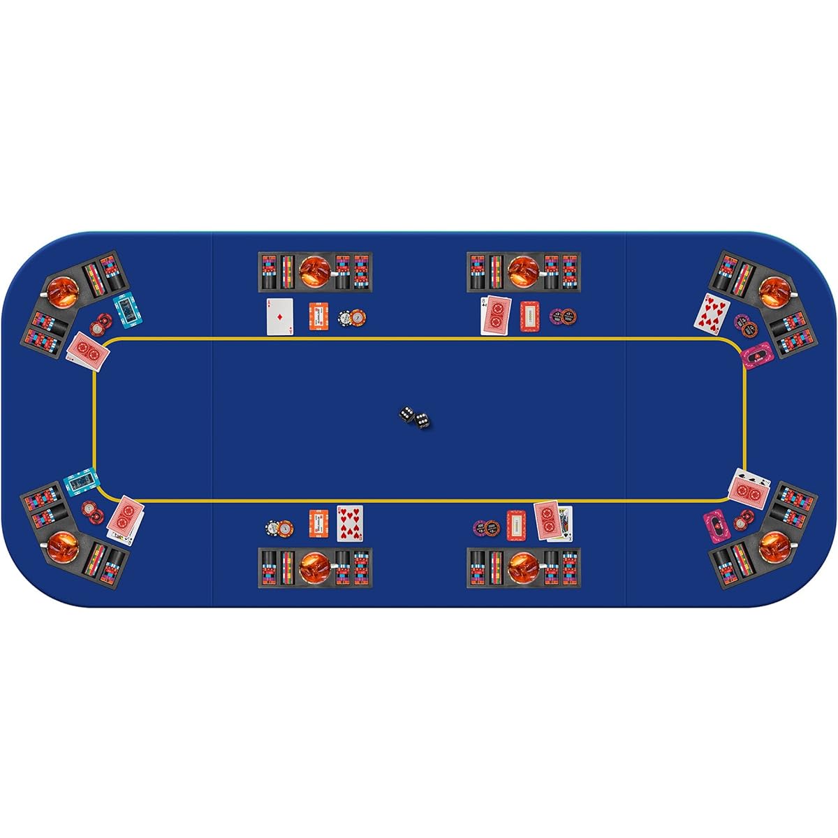 VIVOHOME 79 x 36 Inch Foldable 8-Player Texas Poker Cards Tabletop Layout Portable Non-Slip Rubber Board Game Mat with Cup Holder and Carry Bag